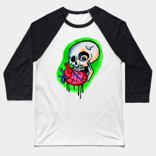 Skull biting a heart Baseball T-Shirt